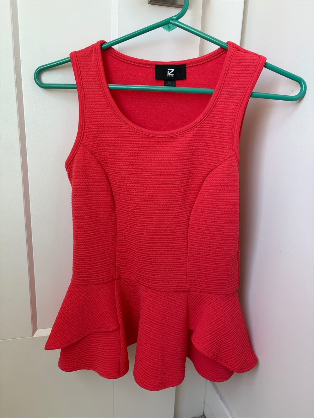 iZ Byer Coral Textured Peplum Tank Top